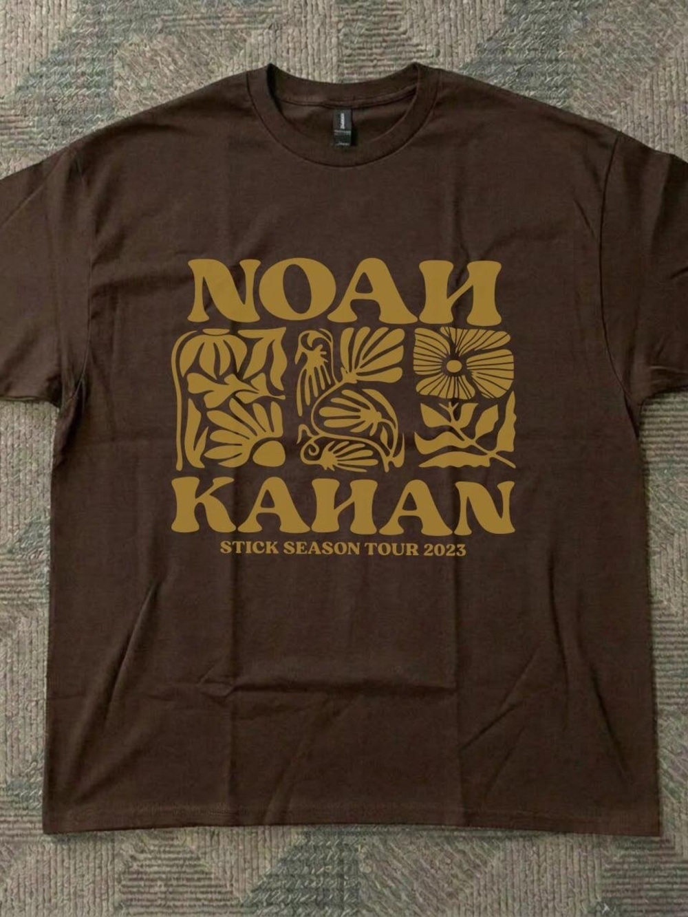 Noah Kahan Stick Season Tour 2023 Brown Graphic Tee Vintage Style